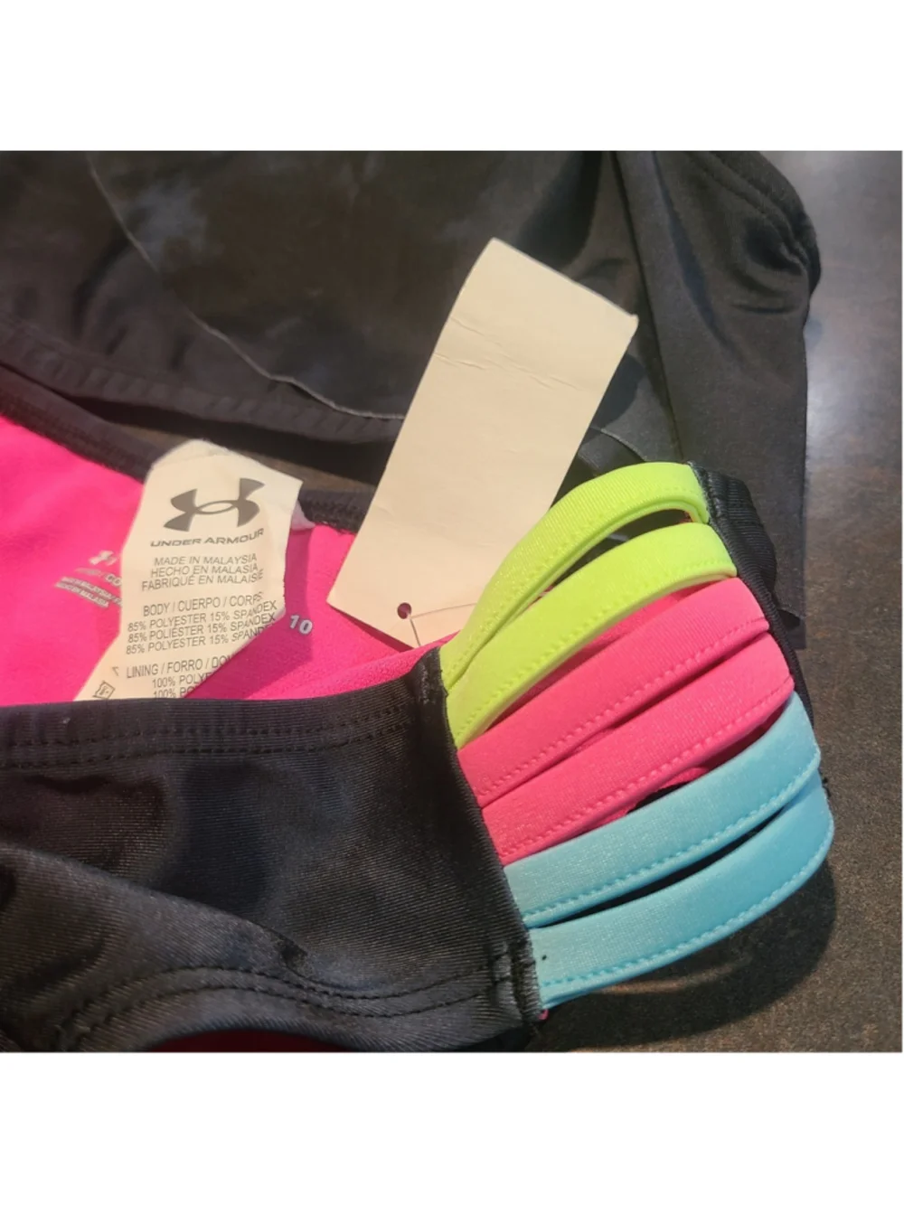 NEW Under Armour Girls Size tie-dye flutter bikini set Neon Straps 2 Peice Swim